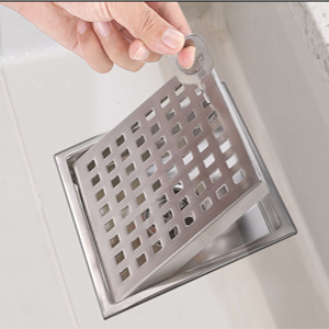 Shower Drain, 6 Inch Square Shower Floor Drain with Flange, Quadrato Pattern Grate Removable, Food-Grade SUS 304 Stainless Steel Shower Drain Silver